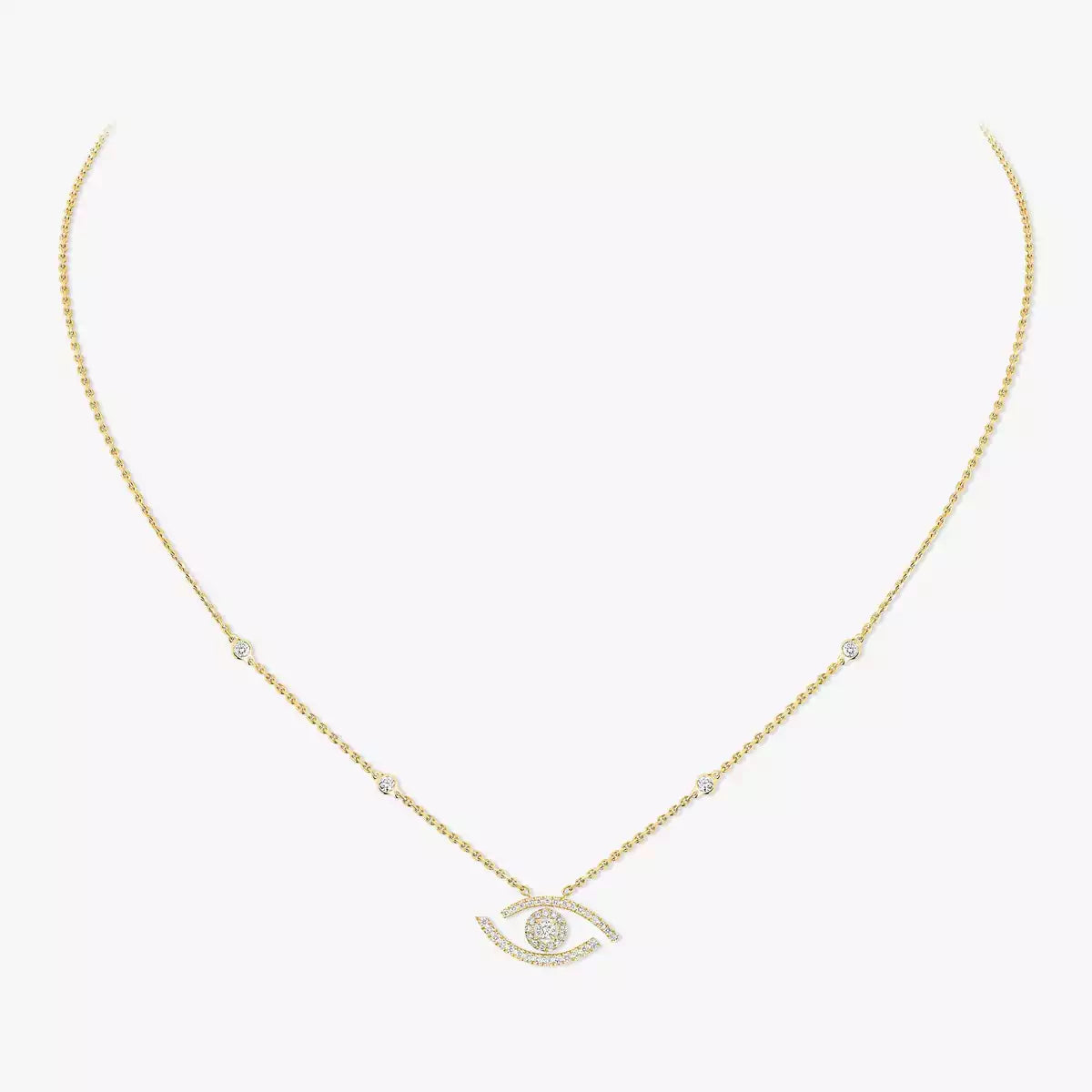 [Clover Jewelry]Pave_ Diamond Necklace Lucky Eye