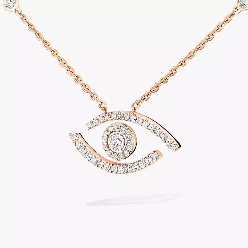 [Clover Jewelry]Pave_ Diamond Necklace Lucky Eye