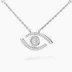 [Clover Jewelry]Pave_ Diamond Necklace Lucky Eye
