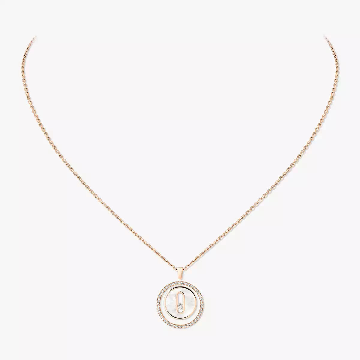 [Clover Jewelry]Lucky Move Diamond Necklace in Rose Gold and White Mother-of-Pearl