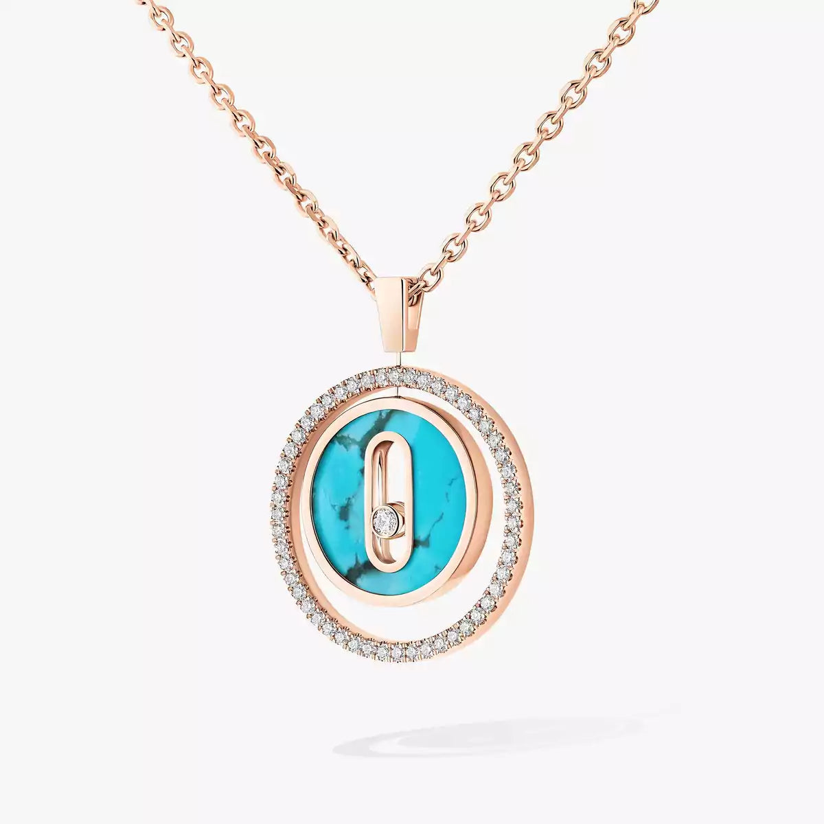 [Clover Jewelry]Lucky Move Diamond Necklace in Rose Gold and White Mother-of-Pearl