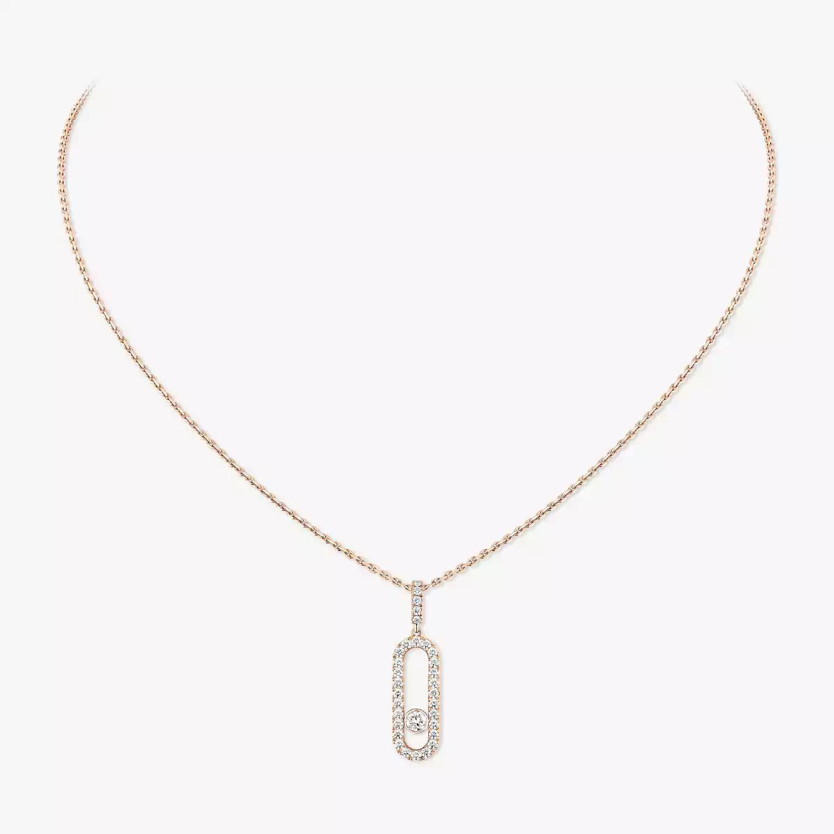 [Clover Jewelry]Move Uno Diamond Necklace in Rose Gold