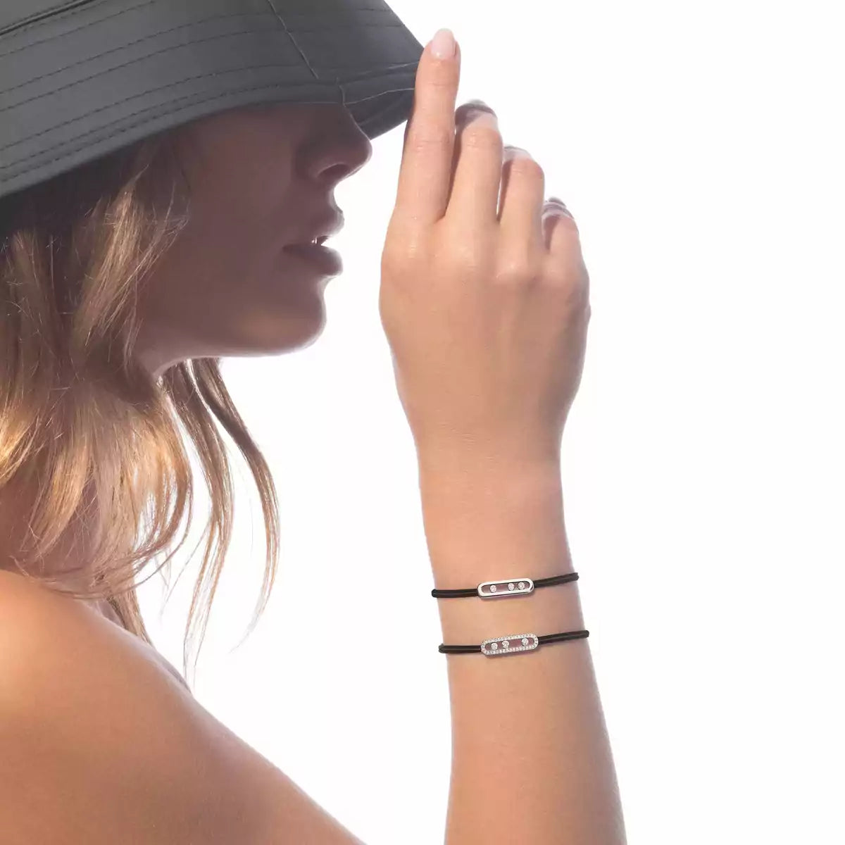 [Clover Jewelry]Messika Care(s) pink cord pavé bracelet
