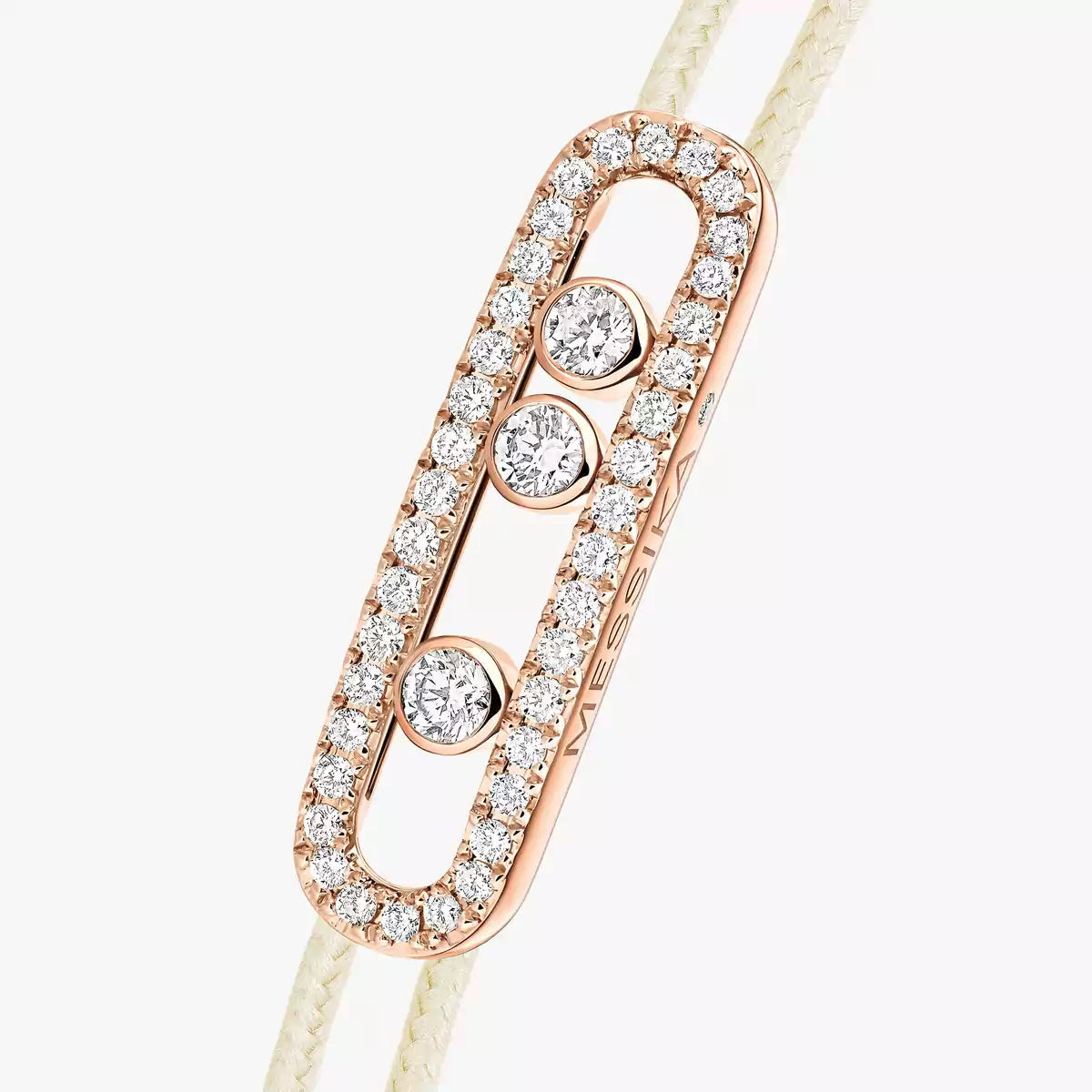 [Clover Jewelry]Messika Care(s) pink cord pavé bracelet