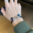 [Clover Jewelry]CLOVER 5 MOTIF PIETERSITE SILVER BRACELET