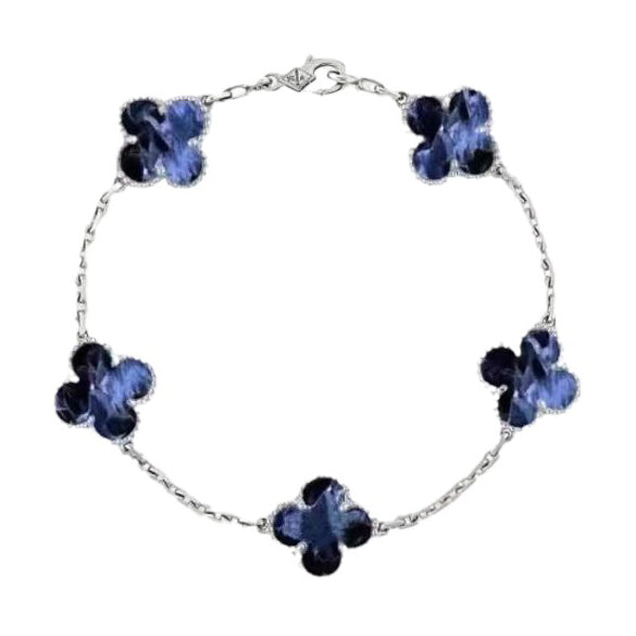 [Clover Jewelry]CLOVER 5 MOTIF PIETERSITE SILVER BRACELET