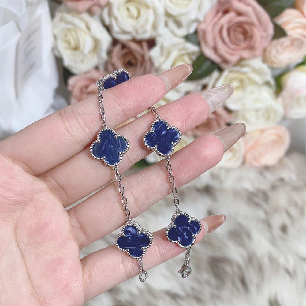 [Clover Jewelry]CLOVER 5 MOTIF PIETERSITE SILVER BRACELET
