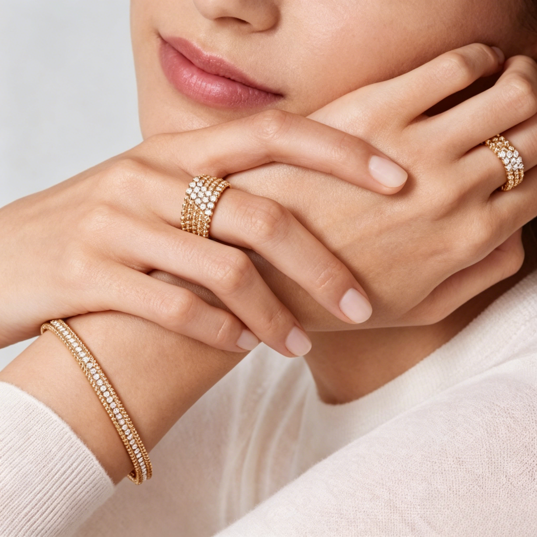 [Clover Jewelry] THREE-ROW DIAMOND RING
