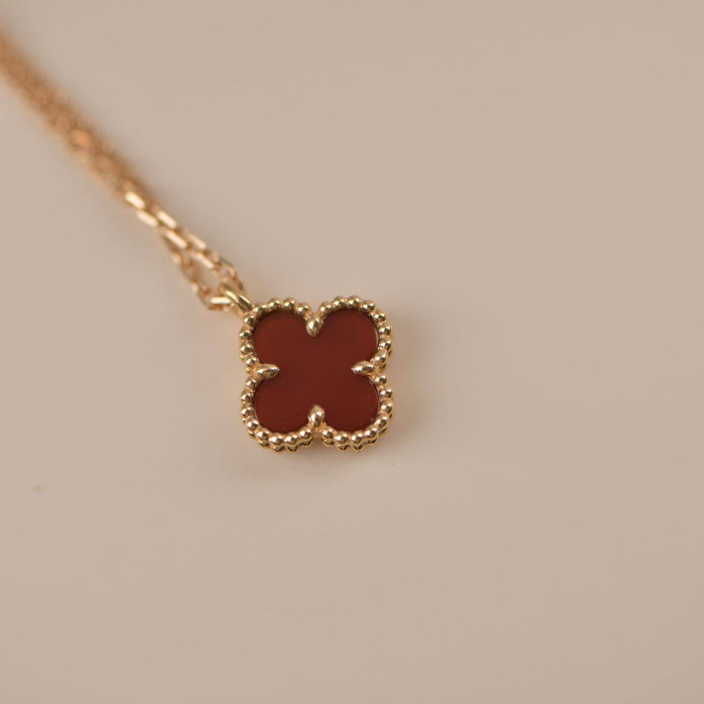 [Clover Jewelry]CLOVER MINI 9,5MM WEISSE-KARNEOL-HALSKETTE