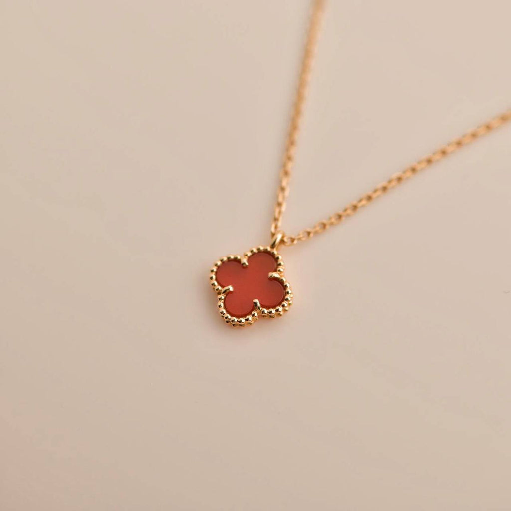 [Clover Jewelry]CLOVER MINI 9,5MM WEISSE-KARNEOL-HALSKETTE