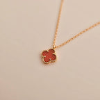 [Clover Jewelry]CLOVER MINI 9,5MM WEISSE-KARNEOL-HALSKETTE
