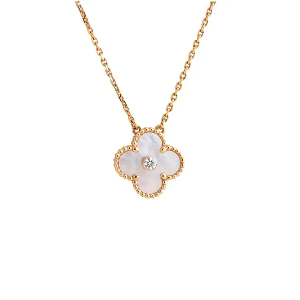 [Clover Jewelry]クローバー 15MM ダイヤモンド ホワイトフリチラリアネックレス