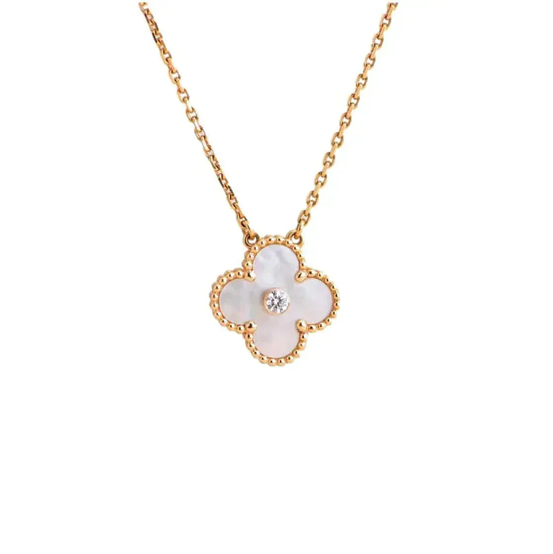 [Clover Jewelry]クローバー 15MM ダイヤモンド ホワイトフリチラリアネックレス