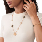[Clover Jewelry]DETACHABLE CLOVER 15(11+4) FLOWER ROSE GOLD NECKLACE SET