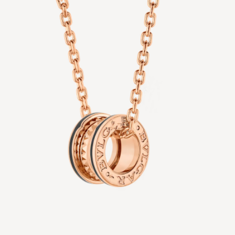 [Clover Jewelry]ZERO 1 ROCK PEDANT PINK GOLD BLACK NECKLACE