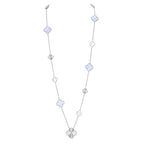 [Clover Jewelry]DETACHABLE CLOVER 15(11+4) FLOWER SILVER NECKLACE SET