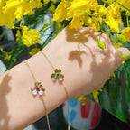 [Clover Jewelry]FRIVOLE GOLD FLOWER PINK MALACHITE BRACELET