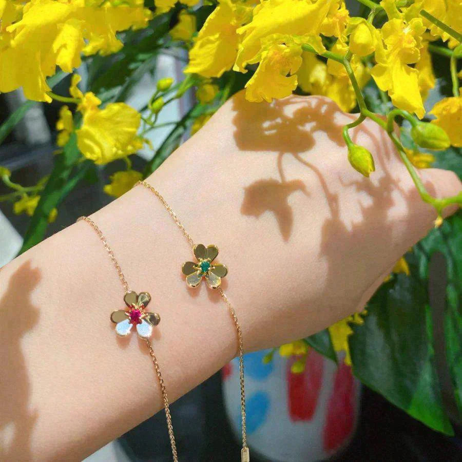 [Clover Jewelry]FRIVOLE GOLD FLOWER PINK MALACHITE BRACELET