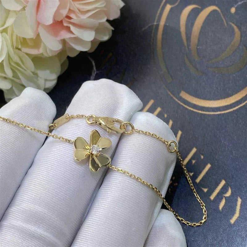 [Clover Jewelry]FRIVOLE GOLD FLOWER PINK MALACHITE BRACELET
