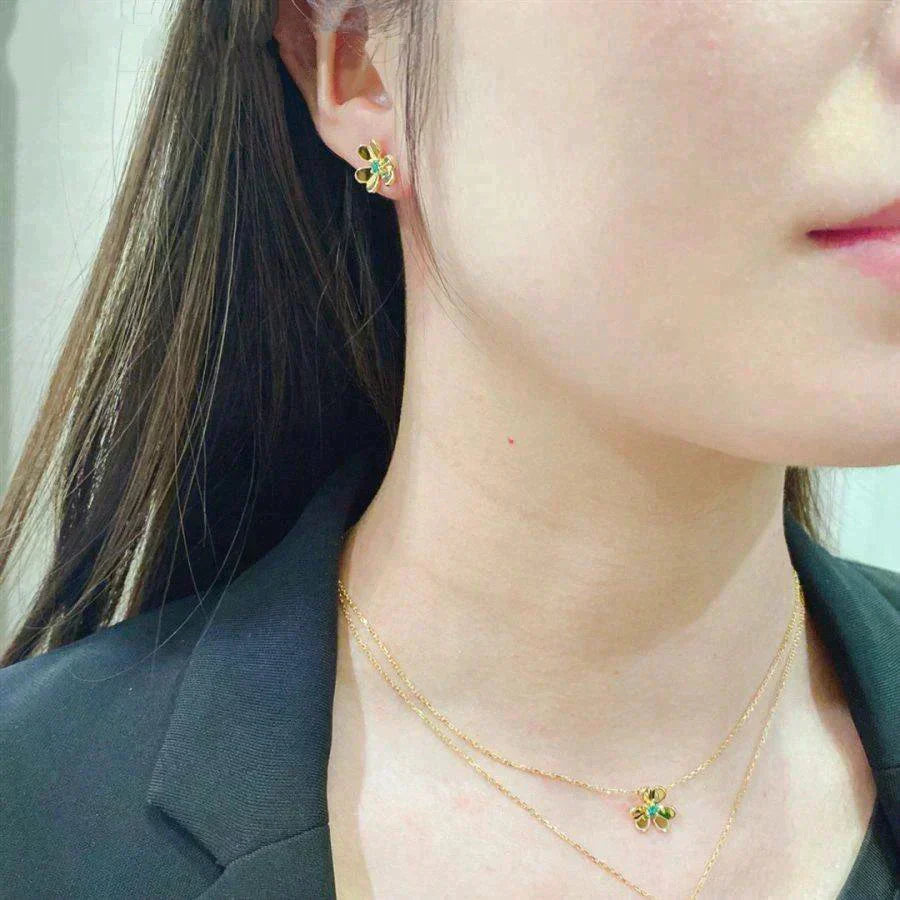 [Clover Jewelry]FRIVOLE  FLOWER MALACHITE EARRINGS