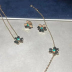 [Clover Jewelry]FRIVOLE  FLOWER MALACHITE EARRINGS