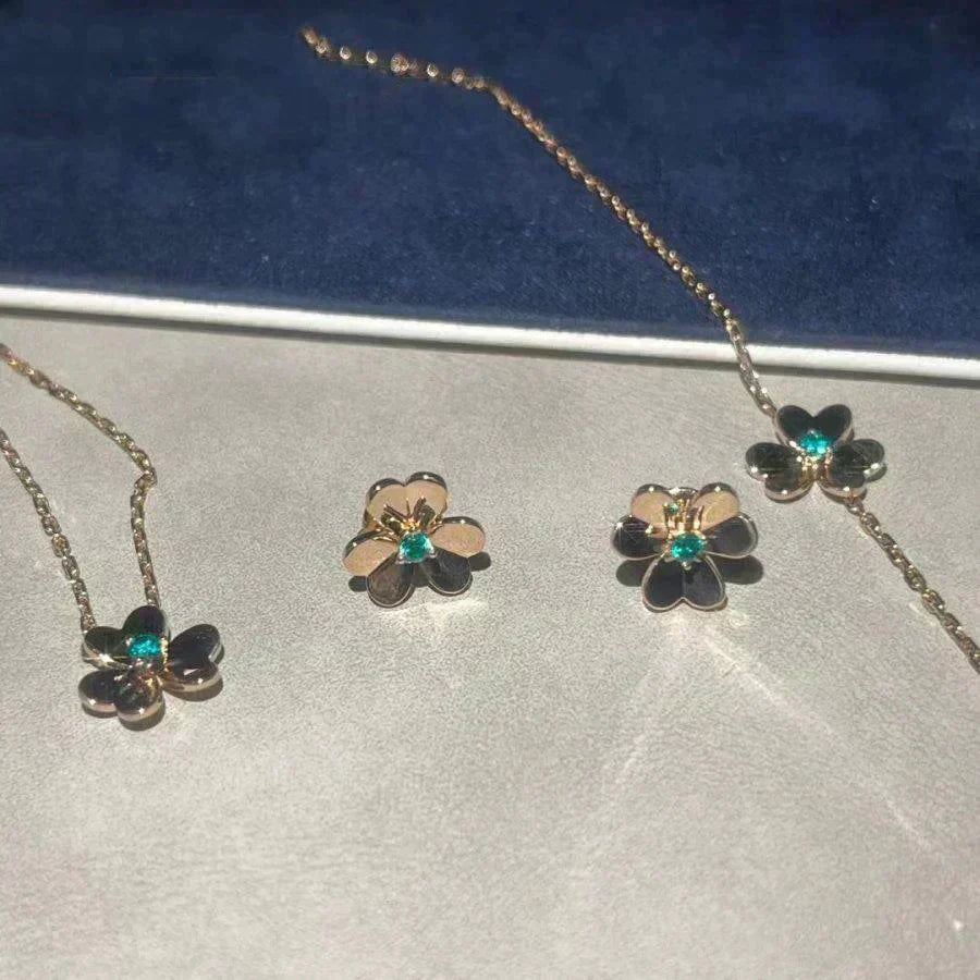 [Clover Jewelry]FRIVOLE  FLOWER MALACHITE EARRINGS