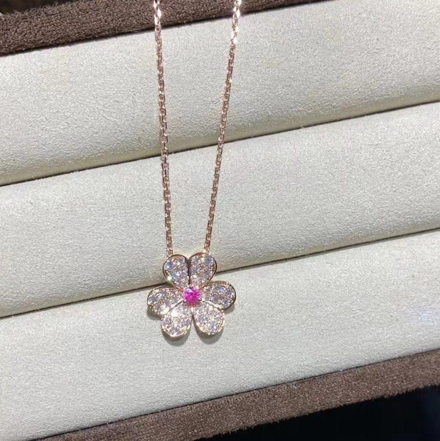 [Clover Jewelry]FRIVOLE ROSE GOLD FLOWER DIAMOND NECKLACE