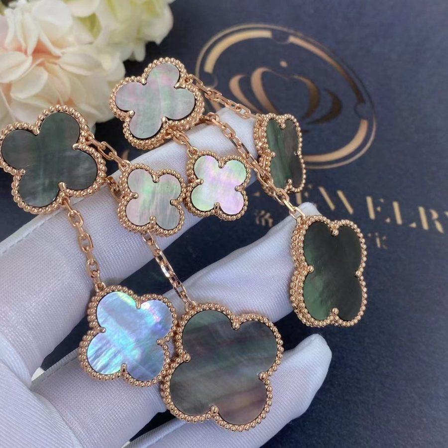 [Clover Jewelry]CLOVER EARRINGS DARK MOP 4 MOTIFS ROSE GOLD