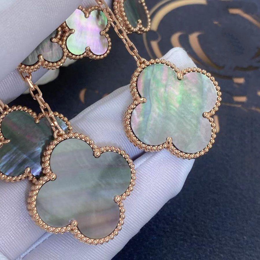 [Clover Jewelry]CLOVER EARRINGS DARK MOP 4 MOTIFS ROSE GOLD