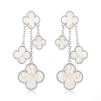 [Clover Jewelry]CLOVER EARRINGS WHITE MOP 4 MOTIFS SILVER