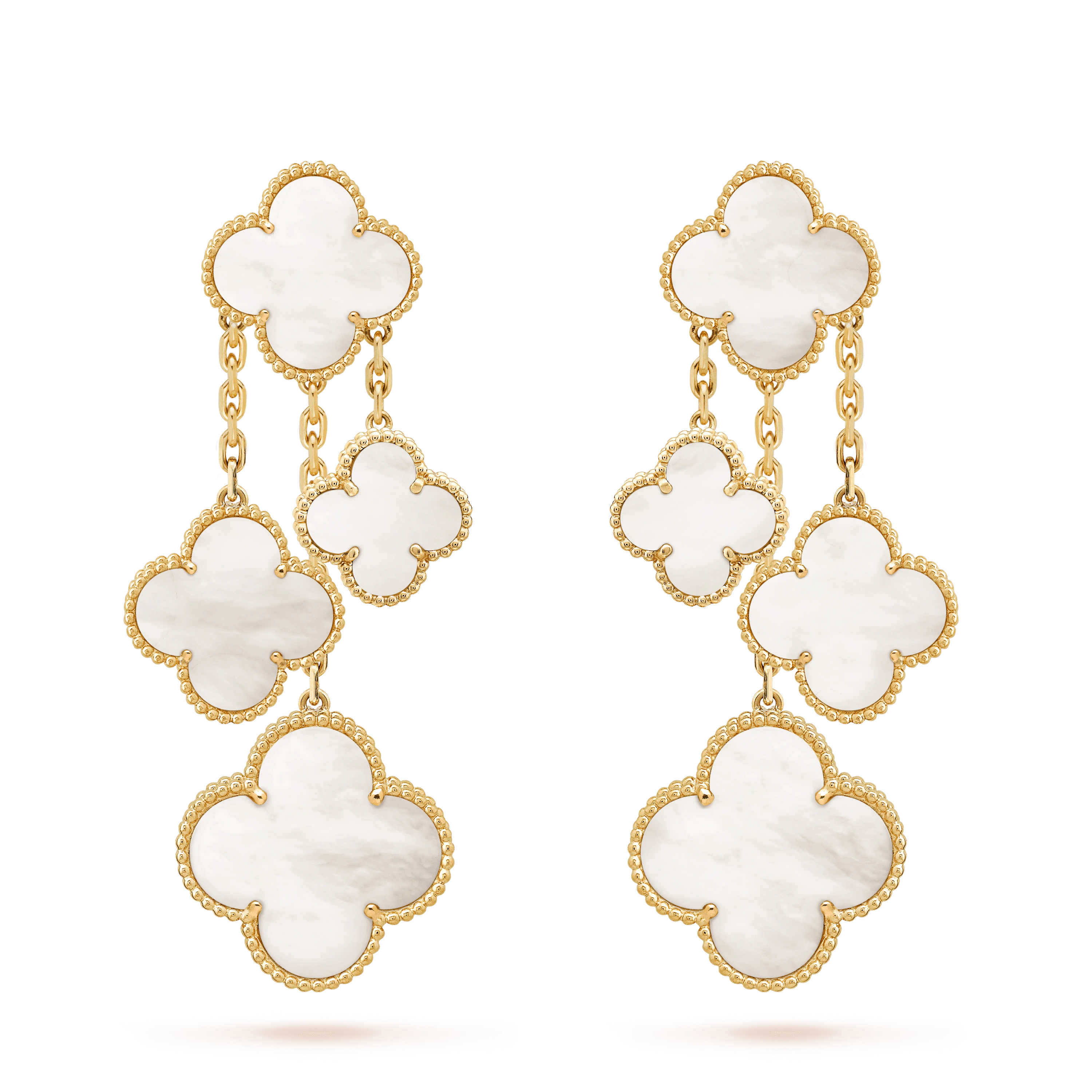 [Clover Jewelry]CLOVER EARRINGS WHITE MOP 4 MOTIFS GOLD
