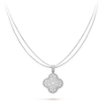 [Clover Jewelry]CLOVER 25MM SILVER FULL DIAMOND BIG CLOVER NECKLACE