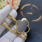 [Clover Jewelry]CLOVER 25MM GOLD ONYX BIG CLOVER NECKLACE