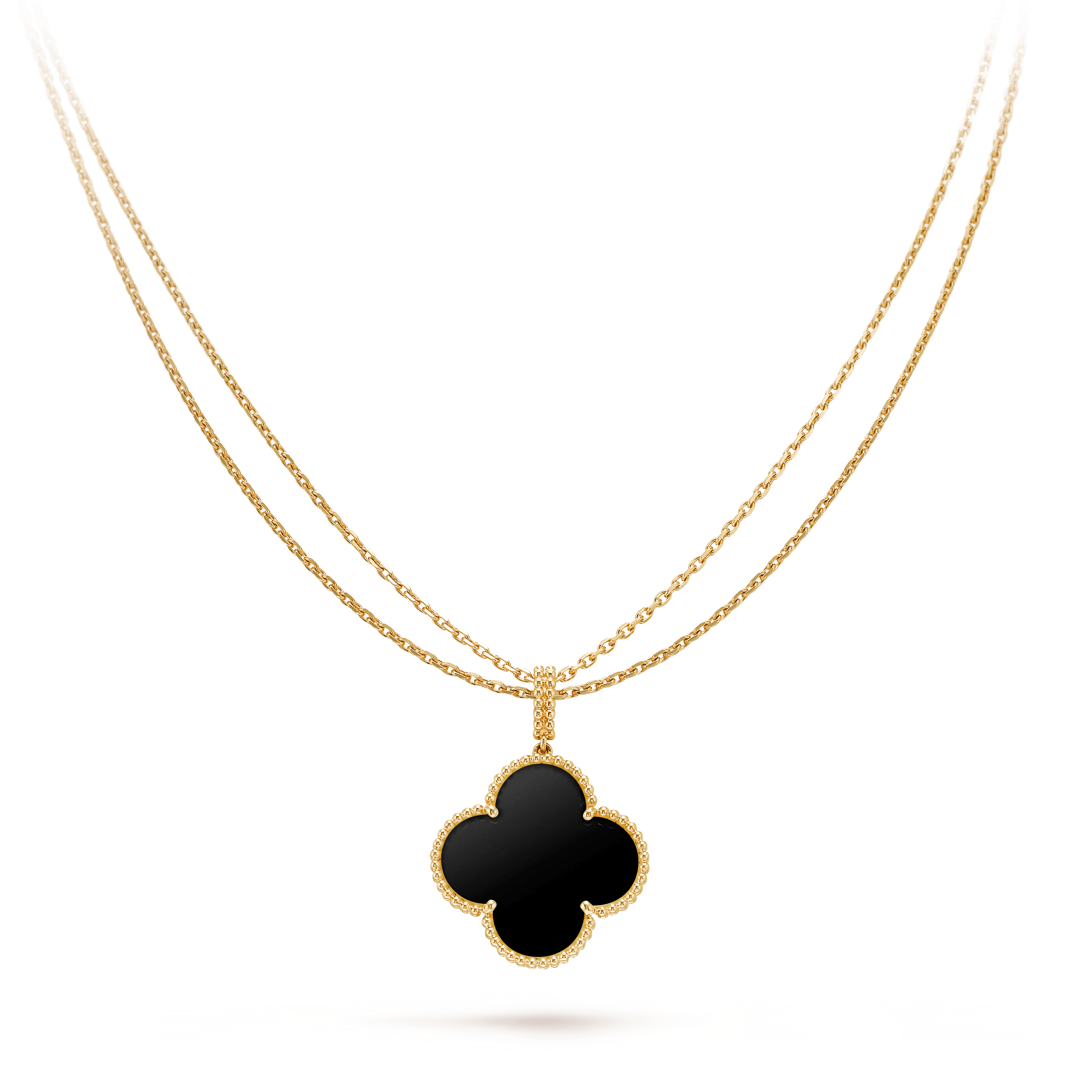 [Clover Jewelry]CLOVER 25MM GOLD ONYX BIG CLOVER NECKLACE
