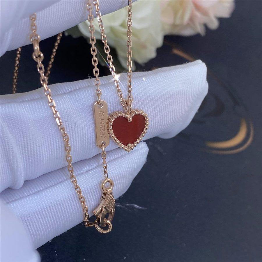 [Clover Jewelry]SWEET CLOVER CARNELIAN HEART NECKLACE