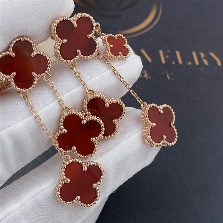 [Clover Jewelry]CLOVER EARRINGS CARNELIAN 4 MOTIFS PINK GOLD