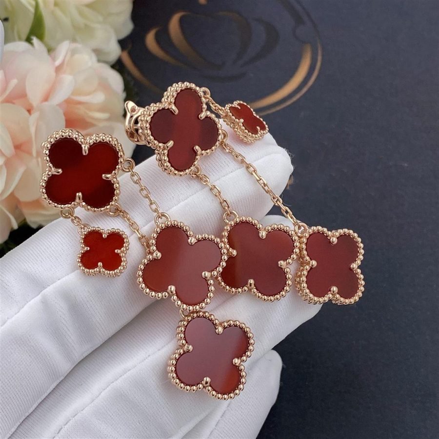 [Clover Jewelry]CLOVER EARRINGS CARNELIAN 4 MOTIFS PINK GOLD