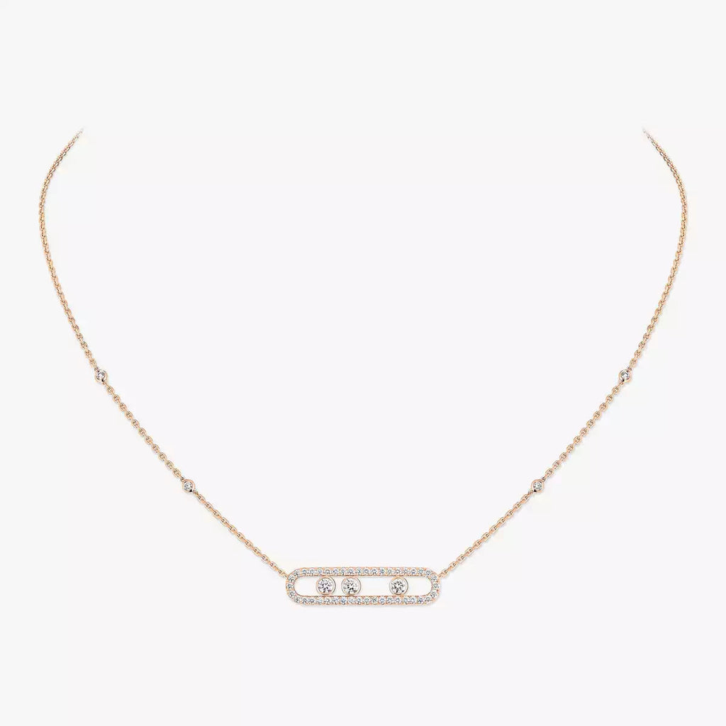 [Clover Jewelry] Move Pave_ Rose Gold Diamond Necklace