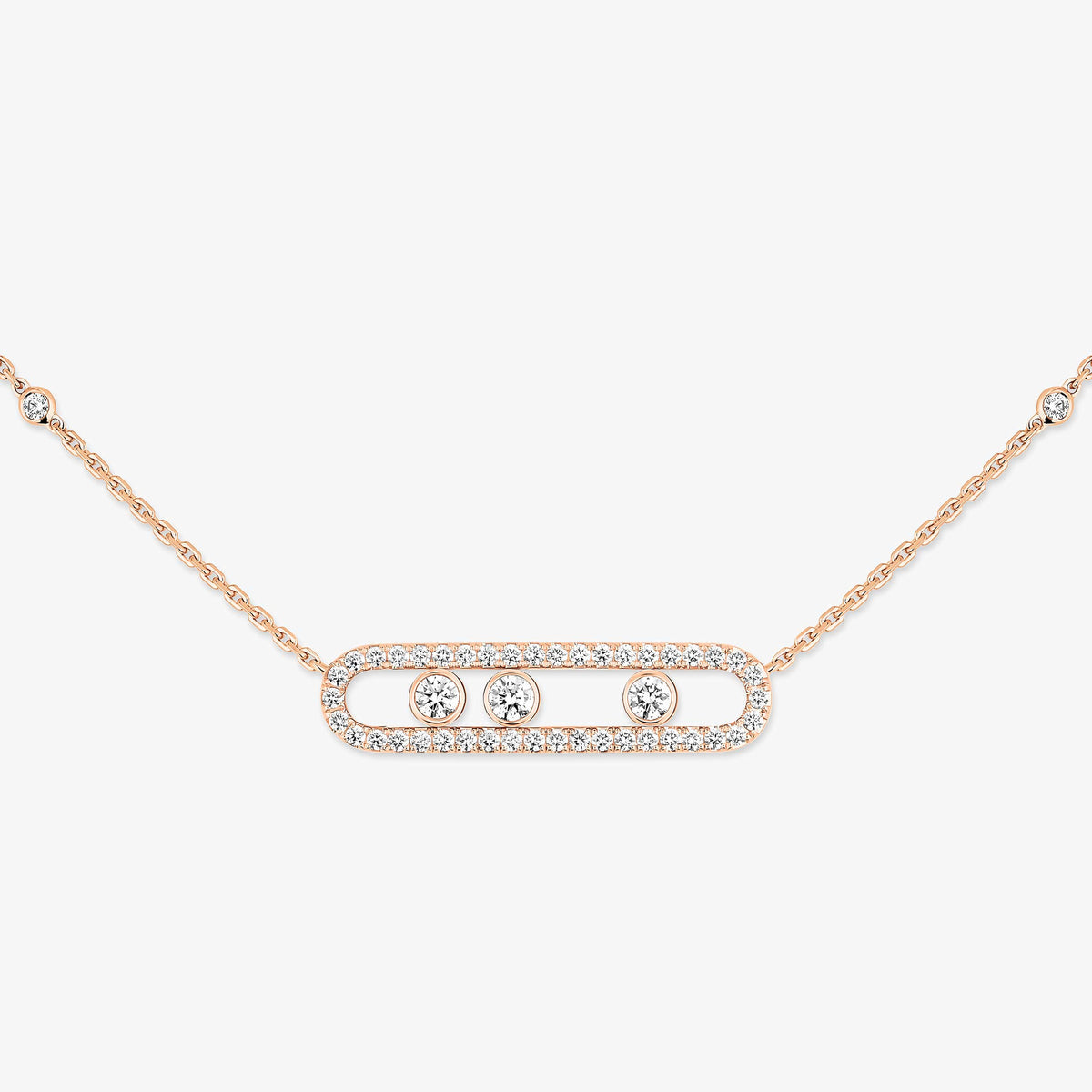 [Clover Jewelry] Move Pave_ Rose Gold Diamond Necklace