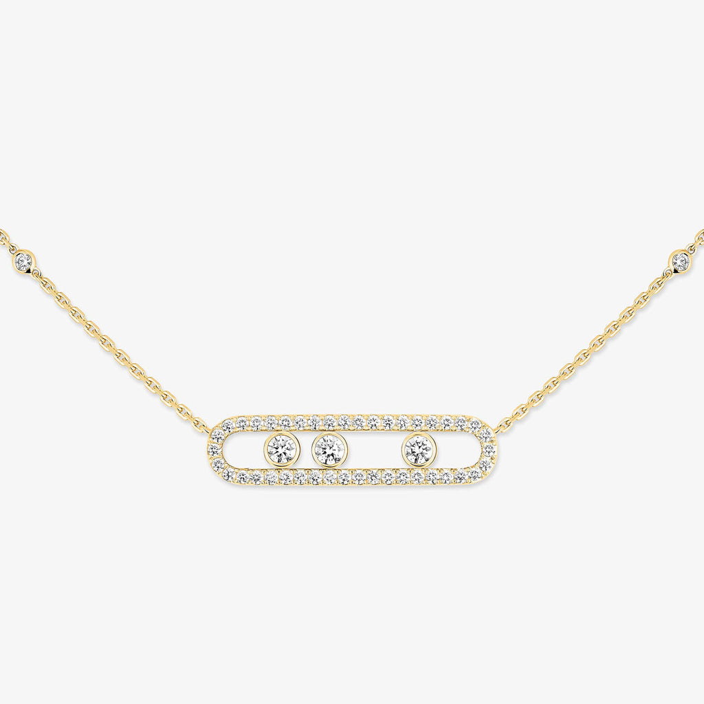 [Clover Jewelry] Move Pave_ Rose Gold Diamond Necklace