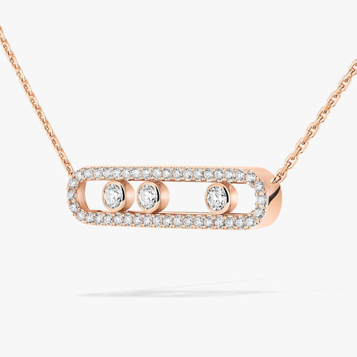 [Clover Jewelry] Move Pave_ Rose Gold Diamond Necklace