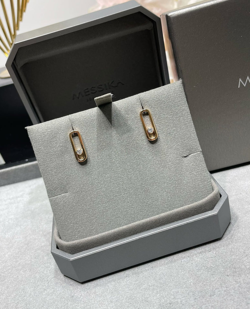 [Clover Jewelry]MOVE UNO SMALL 1 DIAMOND EARRINGS