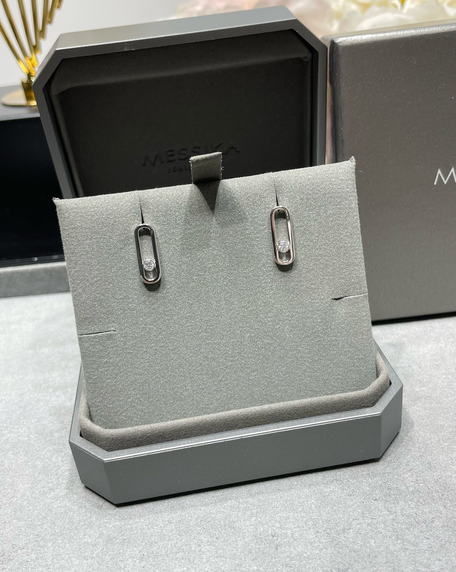 [Clover Jewelry]MOVE UNO SMALL 1 DIAMOND EARRINGS