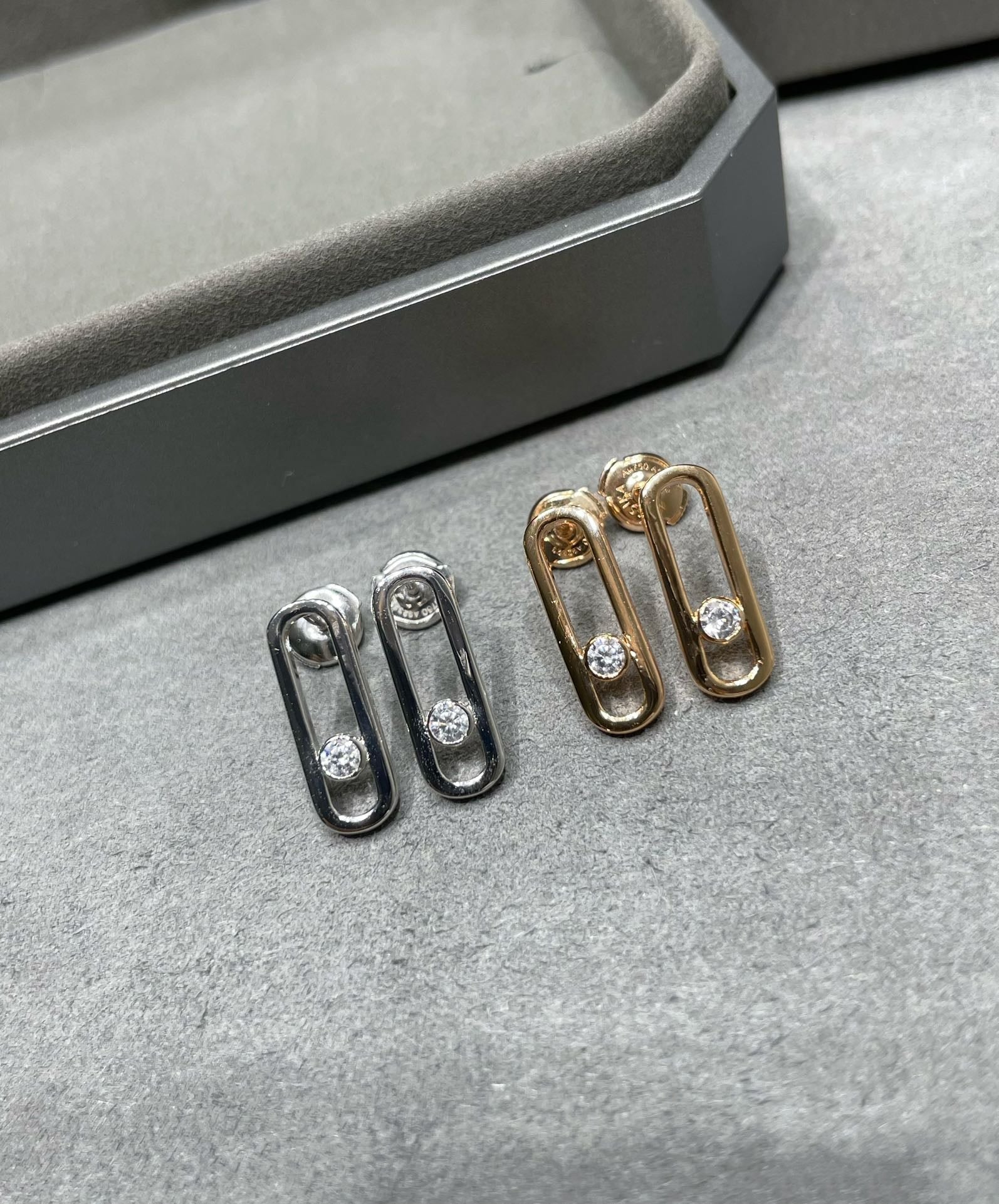 [Clover Jewelry]MOVE UNO SMALL 1 DIAMOND EARRINGS