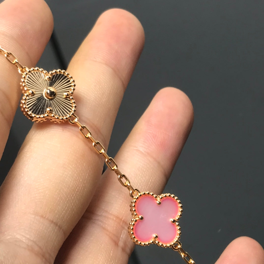 [Clover Jewelry]CLOVER BRACELET 5 MOTIF PINK AND PINK GOLD