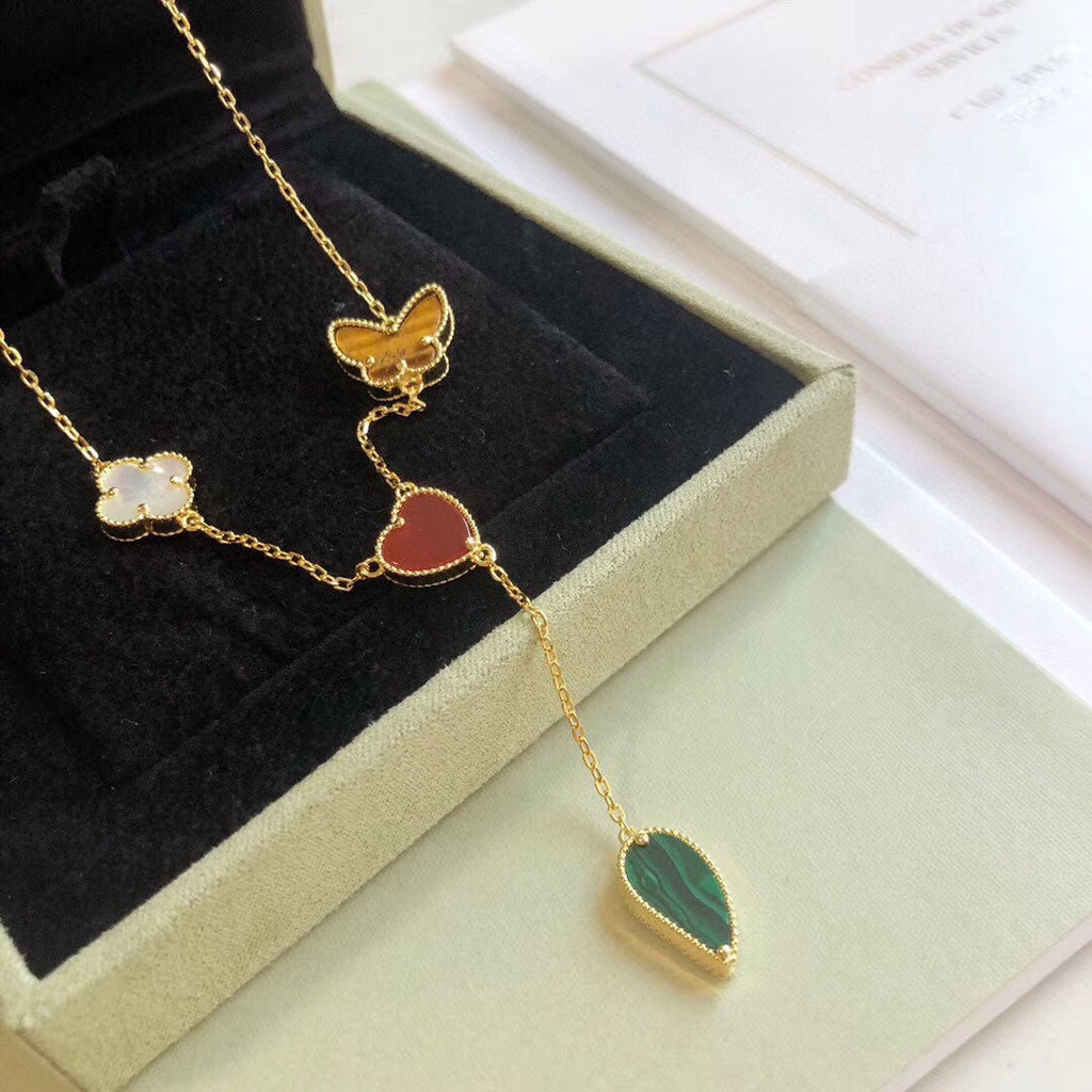 [Clover Jewelry]LUCKY SPRING 4 MOTIFS ROSE GOLD NECKLACE